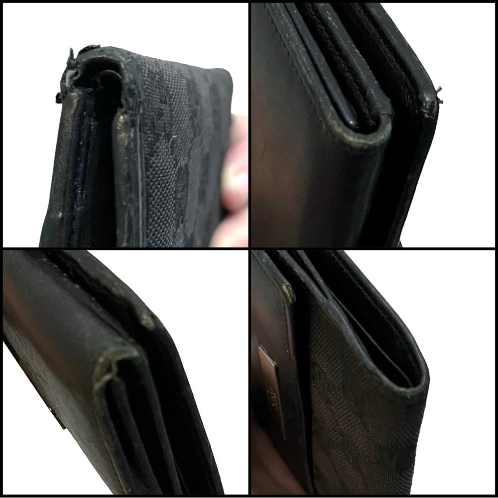 Gucci Vintage Black Leather & Canvas GG Print Small Unisex Bifold Wallet - Picture 14 of 15